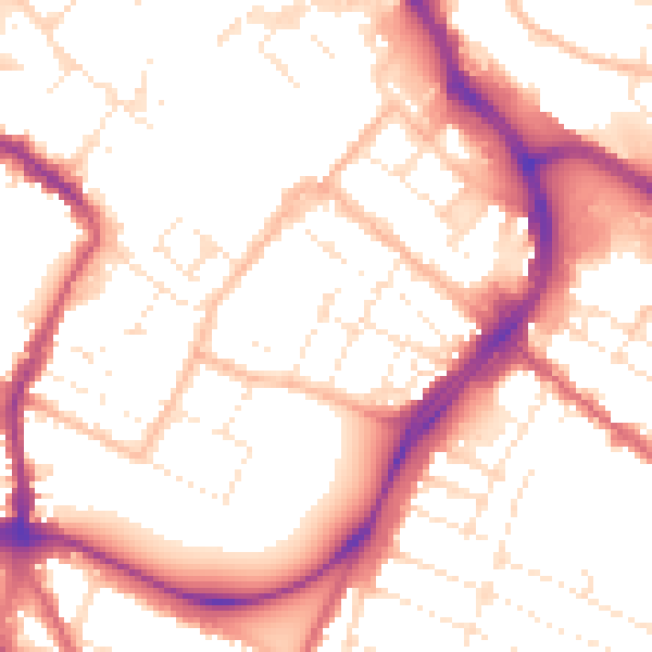 Daytime road noise heatmap for GL1 1RE