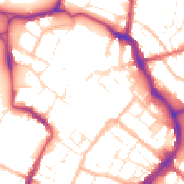 Daytime road noise heatmap for GL1 1SE