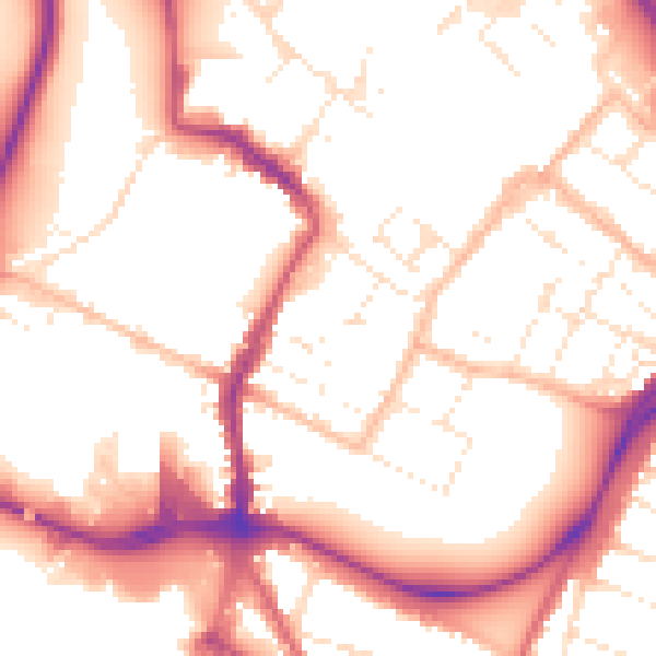 Daytime road noise heatmap for GL1 1SJ