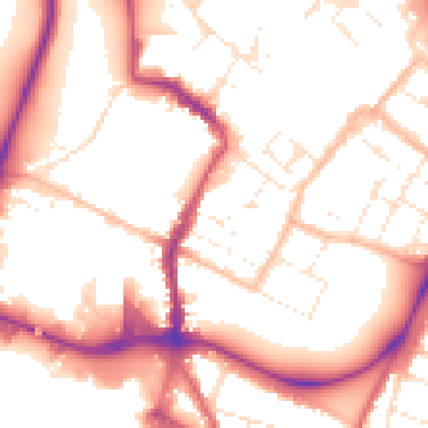 Daytime road noise heatmap for GL1 1UE