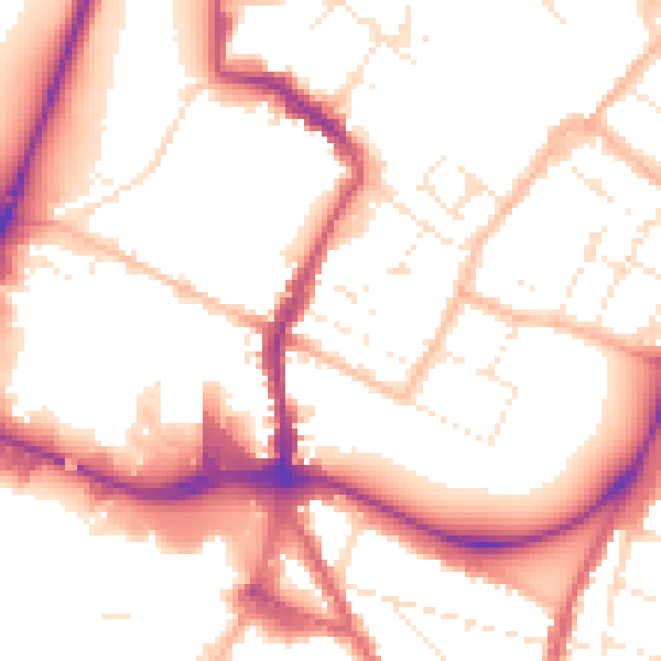 Daytime road noise heatmap for GL1 1UF