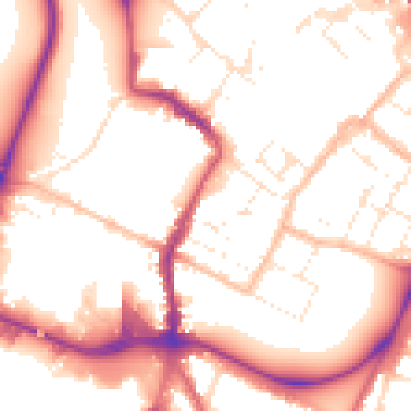 Daytime road noise heatmap for GL1 1UQ