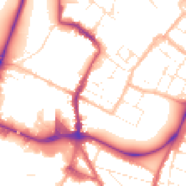 Daytime road noise heatmap for GL1 1US