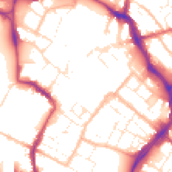 Daytime road noise heatmap for GL1 1XH