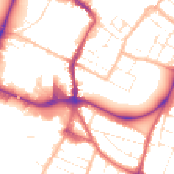 Daytime road noise heatmap for GL1 1YH