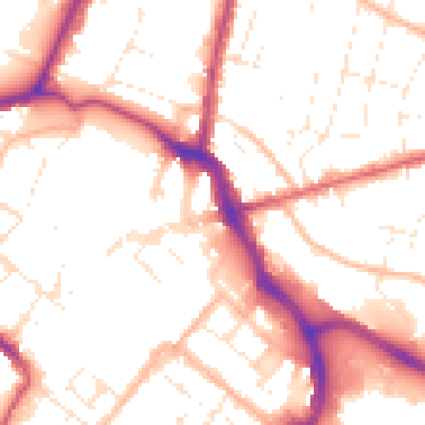 Daytime road noise heatmap for GL1 2AA