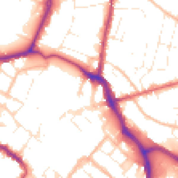 Daytime road noise heatmap for GL1 2BE