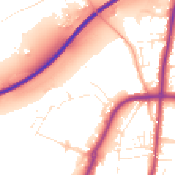 Daytime road noise heatmap for GL1 2BT