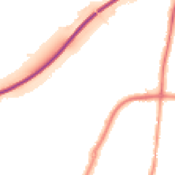 Night-time road noise heatmap for GL1 2BT
