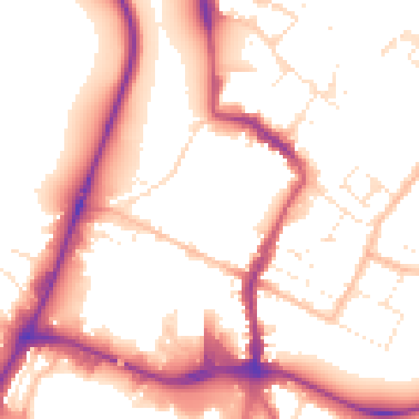 Daytime road noise heatmap for GL1 2BY