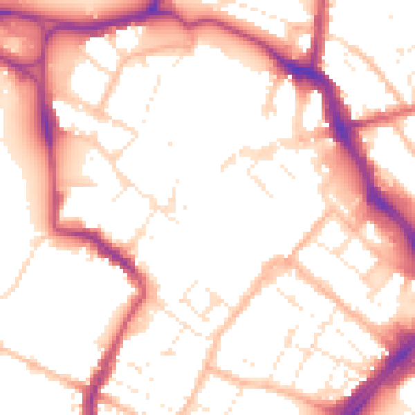 Daytime road noise heatmap for GL1 2DH