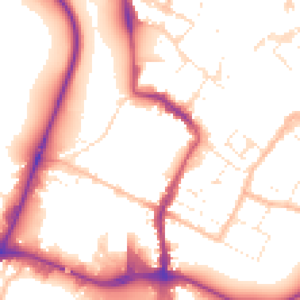 Daytime road noise heatmap for GL1 2EE