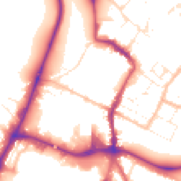 Daytime road noise heatmap for GL1 2EH