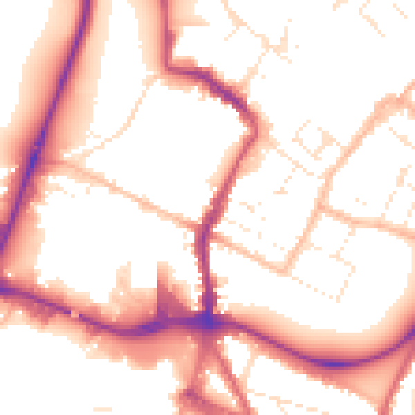 Daytime road noise heatmap for GL1 2EX