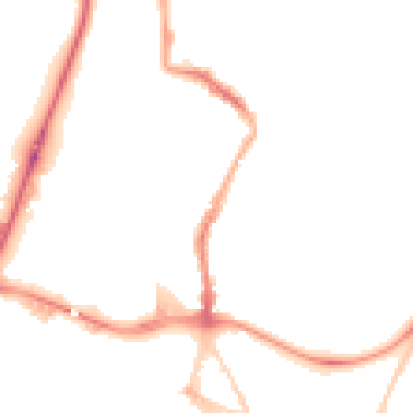 Night-time road noise heatmap for GL1 2EX