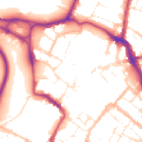 Daytime road noise heatmap for GL1 2HX