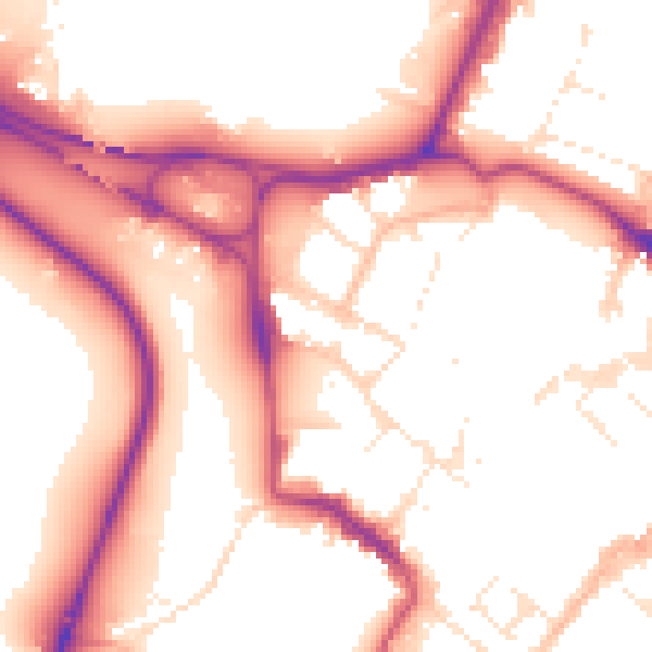 Daytime road noise heatmap for GL1 2JX