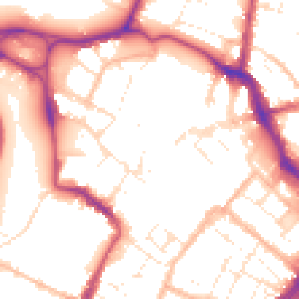 Daytime road noise heatmap for GL1 2NW