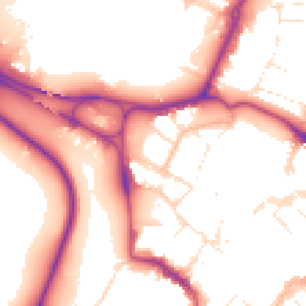 Daytime road noise heatmap for GL1 2PN