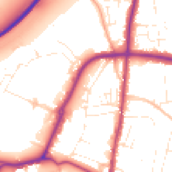 Daytime road noise heatmap for GL1 2PS