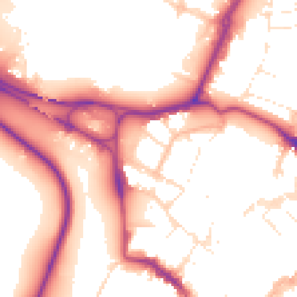 Daytime road noise heatmap for GL1 2PW