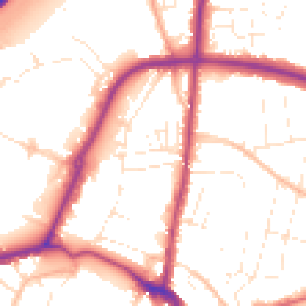 Daytime road noise heatmap for GL1 2QH