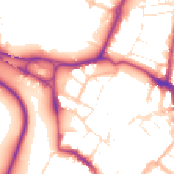 Daytime road noise heatmap for GL1 2QX