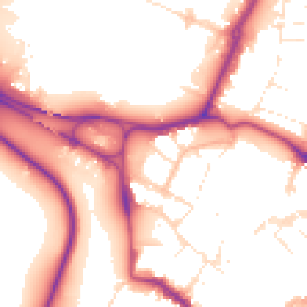 Daytime road noise heatmap for GL1 2RL