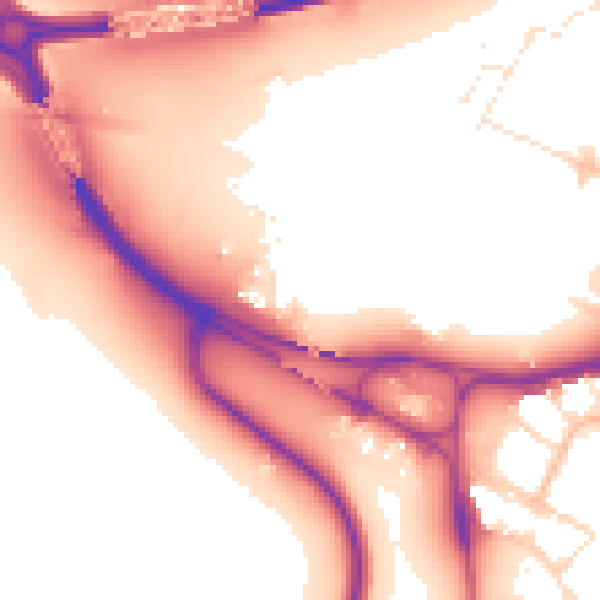 Daytime road noise heatmap for GL1 2RZ