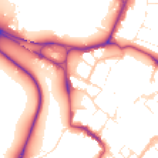 Daytime road noise heatmap for GL1 2UN