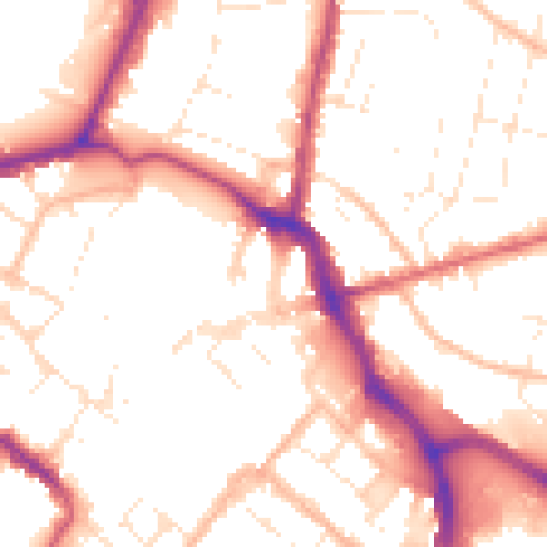 Daytime road noise heatmap for GL1 3AJ