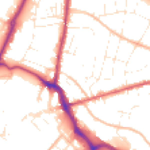 Daytime road noise heatmap for GL1 3DD