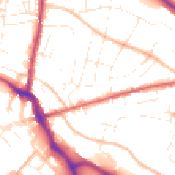 Daytime road noise heatmap for GL1 3DZ
