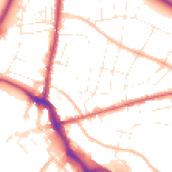 Daytime road noise heatmap for GL1 3EA