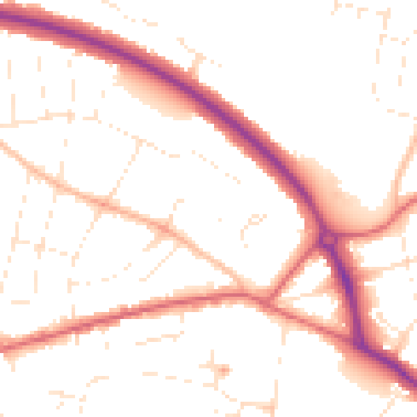 Daytime road noise heatmap for GL1 3ER