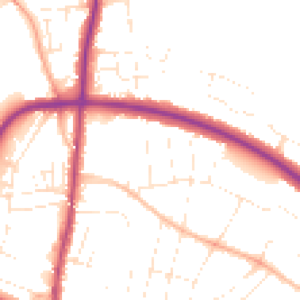 Daytime road noise heatmap for GL1 3JS