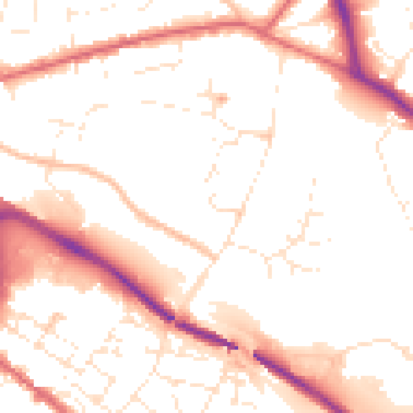 Daytime road noise heatmap for GL1 3LE