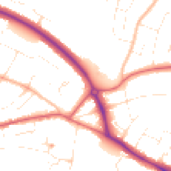 Daytime road noise heatmap for GL1 3LL