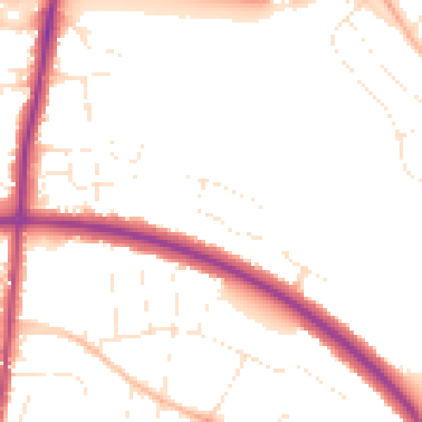 Daytime road noise heatmap for GL1 3NB