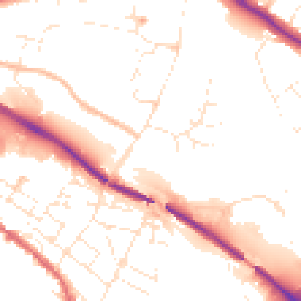 Daytime road noise heatmap for GL1 3QA