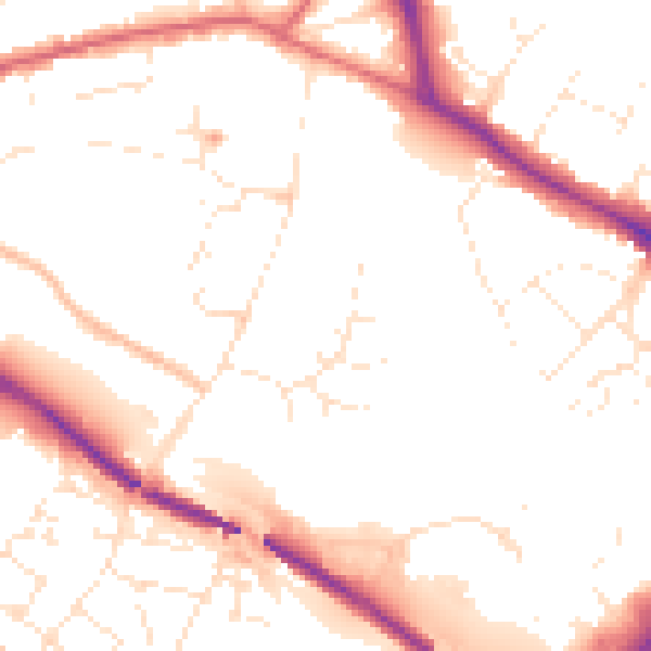 Daytime road noise heatmap for GL1 3QP