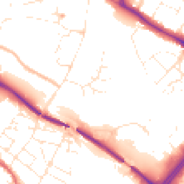 Daytime road noise heatmap for GL1 3QU