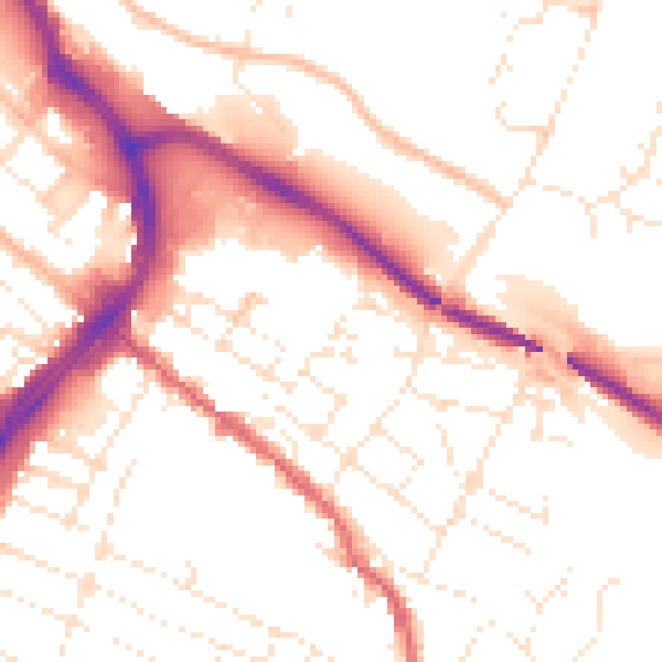 Daytime road noise heatmap for GL1 4BJ