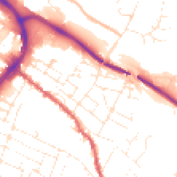 Daytime road noise heatmap for GL1 4BN