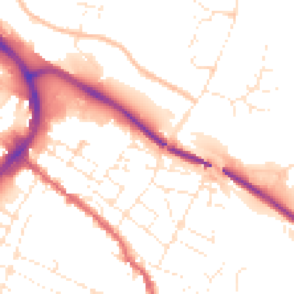 Daytime road noise heatmap for GL1 4BX