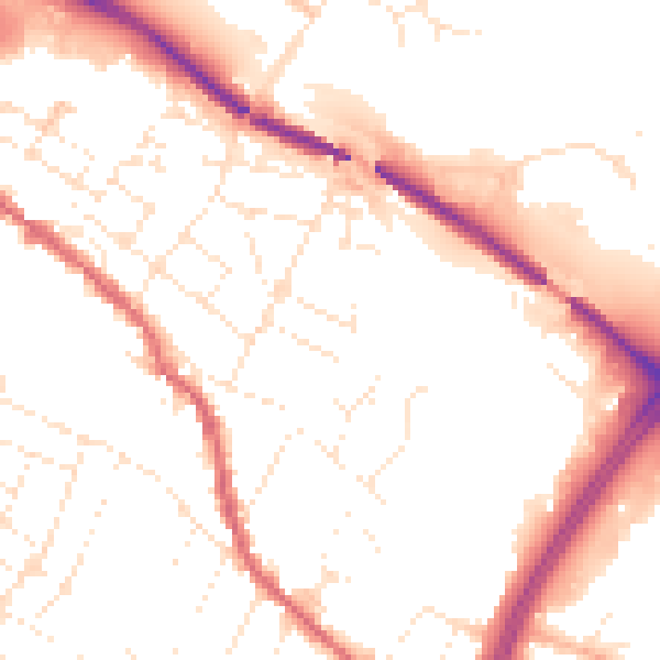 Daytime road noise heatmap for GL1 4BZ
