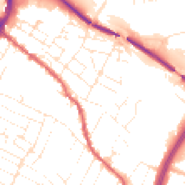 Daytime road noise heatmap for GL1 4DF