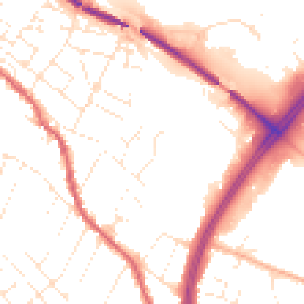 Daytime road noise heatmap for GL1 4DP