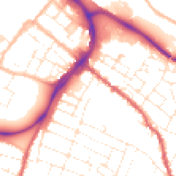 Daytime road noise heatmap for GL1 4EL