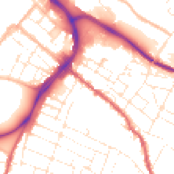 Daytime road noise heatmap for GL1 4EN